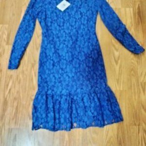 NWT Calvin Klein Electric Blue Lace Floral Dress - 6 USD 159